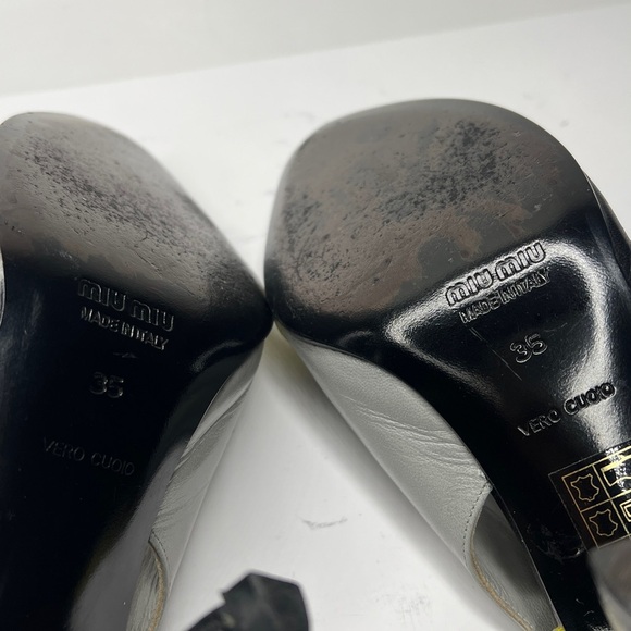 Miu Miu Sz 35 Leather Colorblock Slingback Heels Shoes - Picture 13 of 15